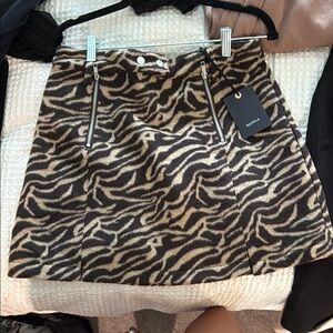 SO CUTE FOR FALl!! NEW! Brown and Tan Zebra Print Skirt